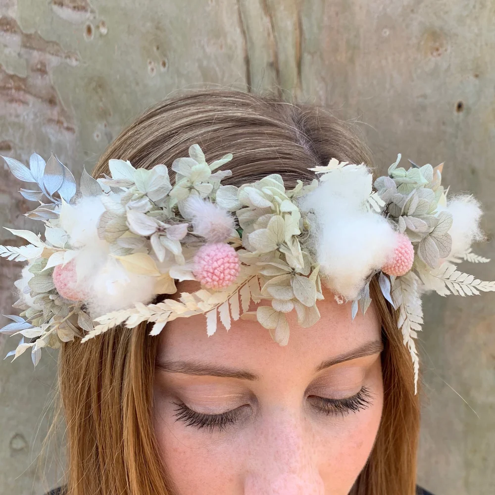 Everlasting Flower Crown Cool Tones Poppy Lane Floral Co