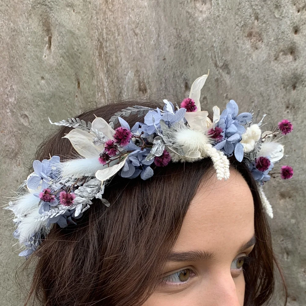 Everlasting Flower Crown Cool Tones Poppy Lane Floral Co