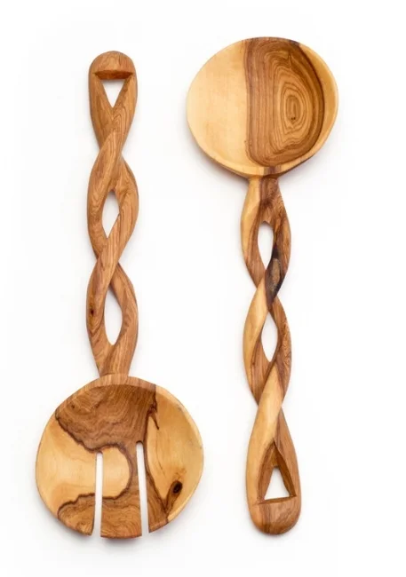 Servers, Wood, Olive Wood, Kenya, Hand-Carved, Natural