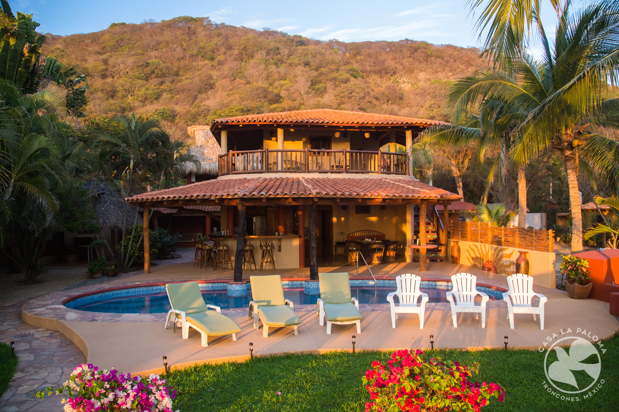 Lounge chairs by the pool