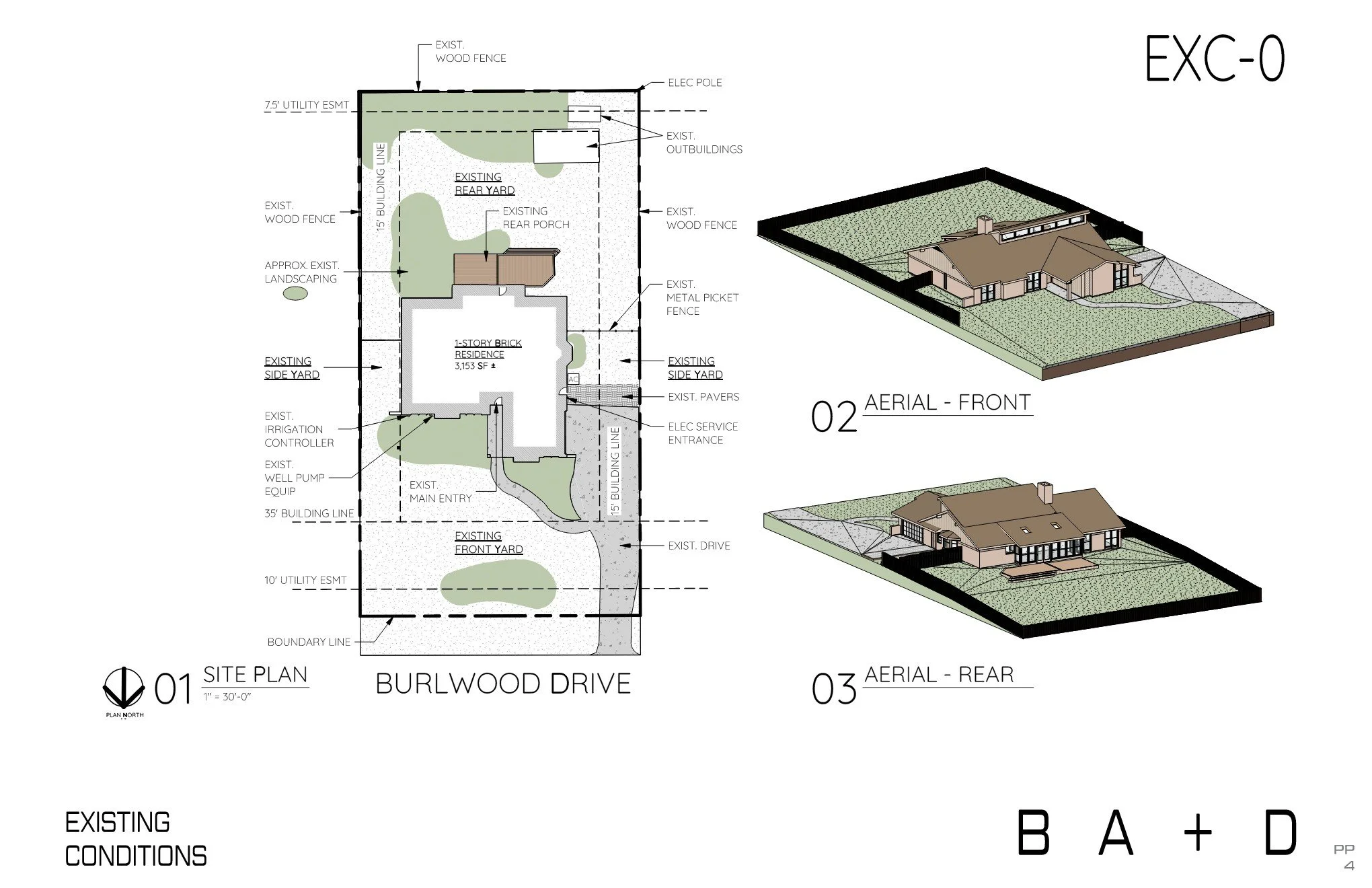 Existing Conditions Site Plan and Axonometric