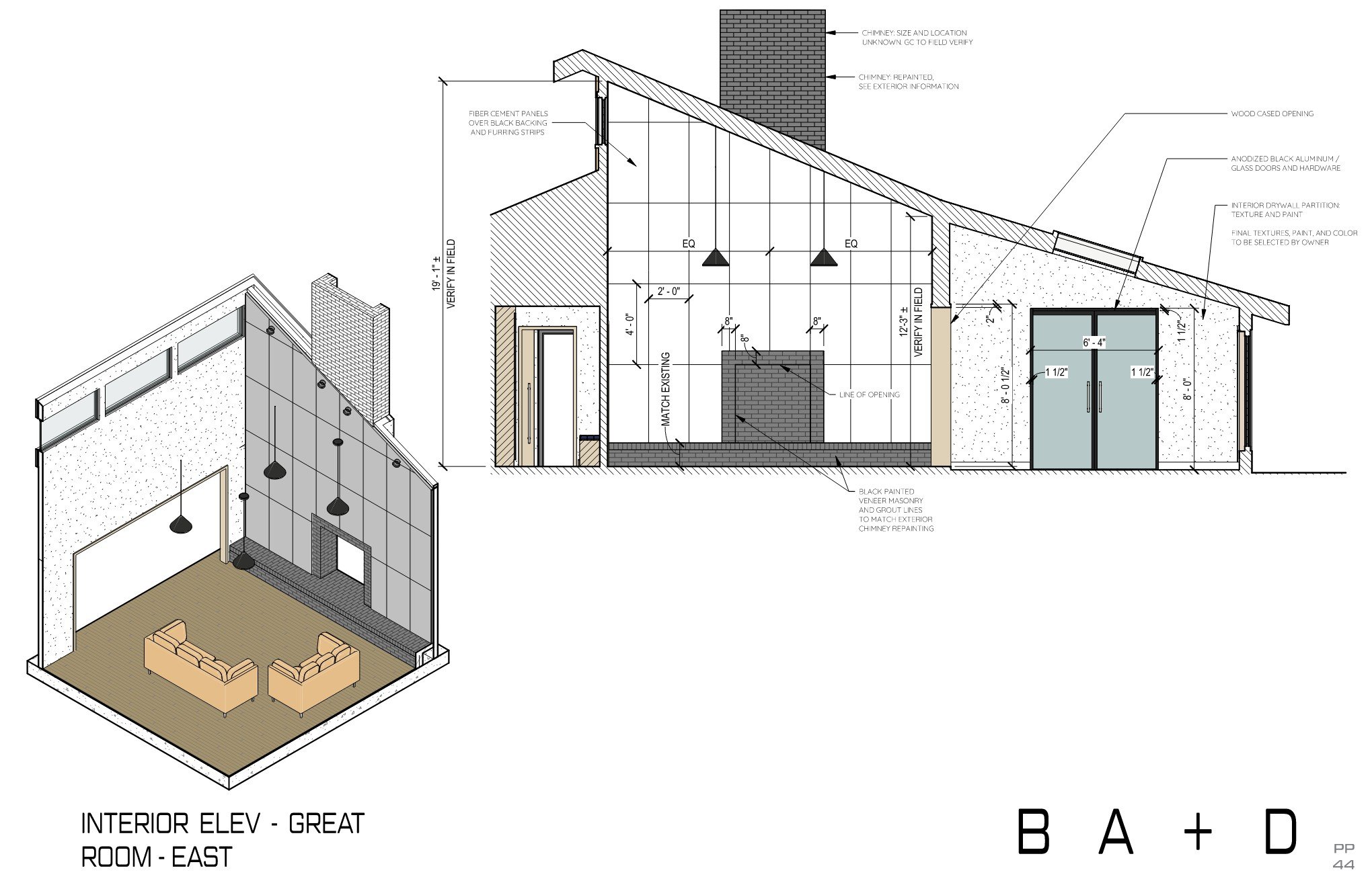 Schematic Design Great Room Interior Elevations and Detail