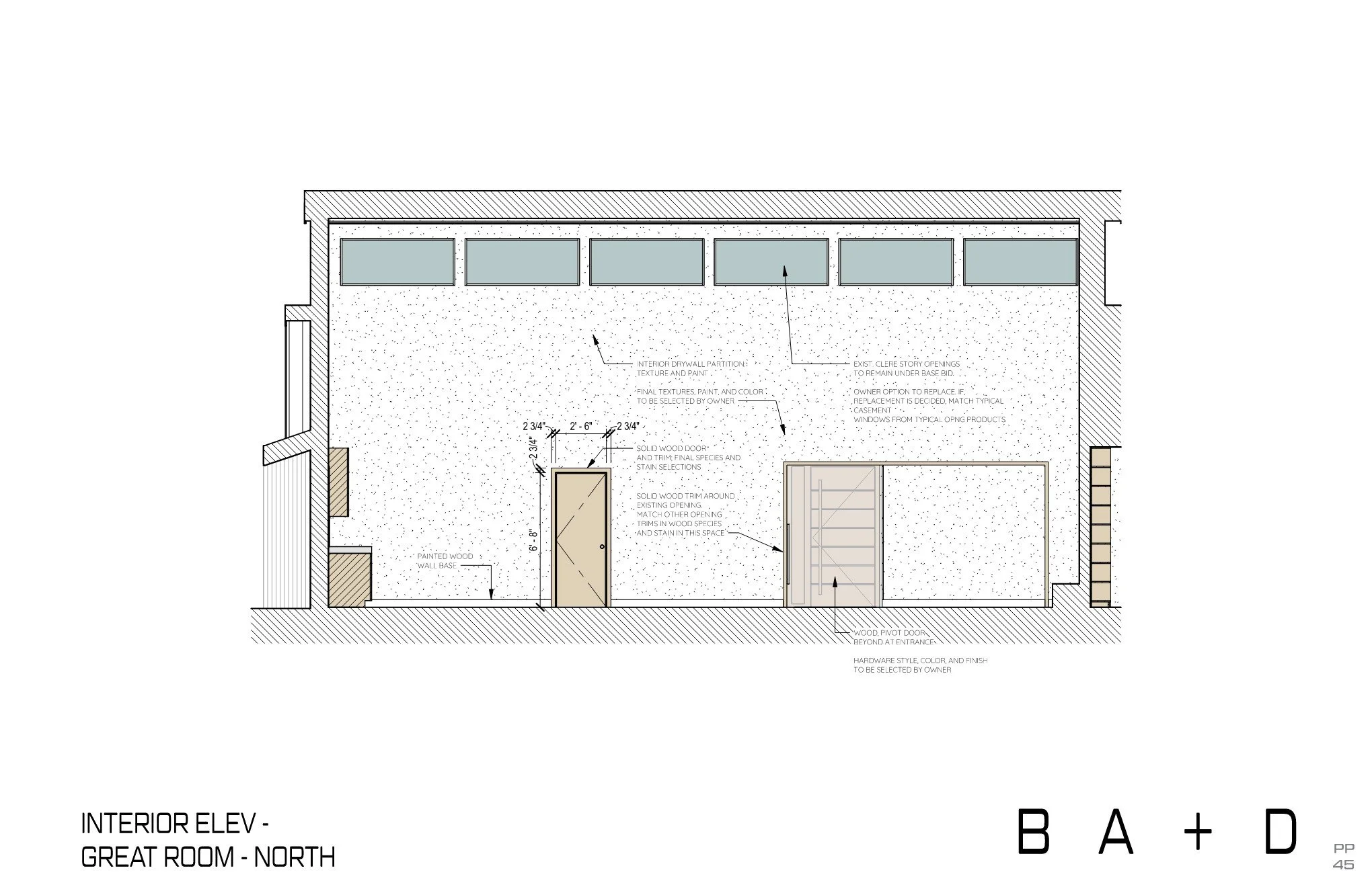 Schematic Design Great Room Interior Elevations