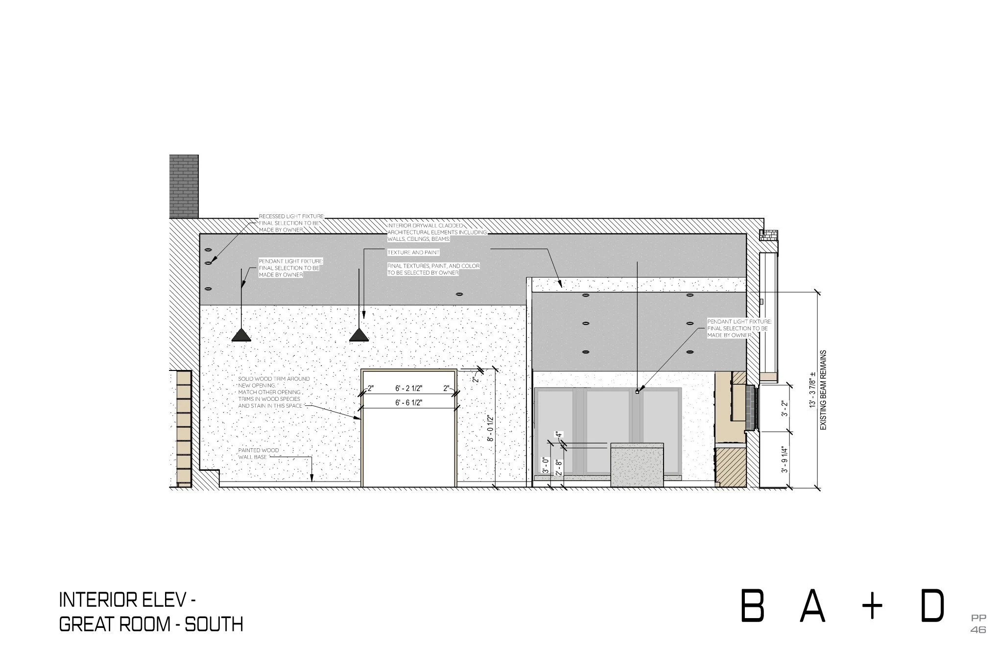 Schematic Design Great Room Interior Elevations