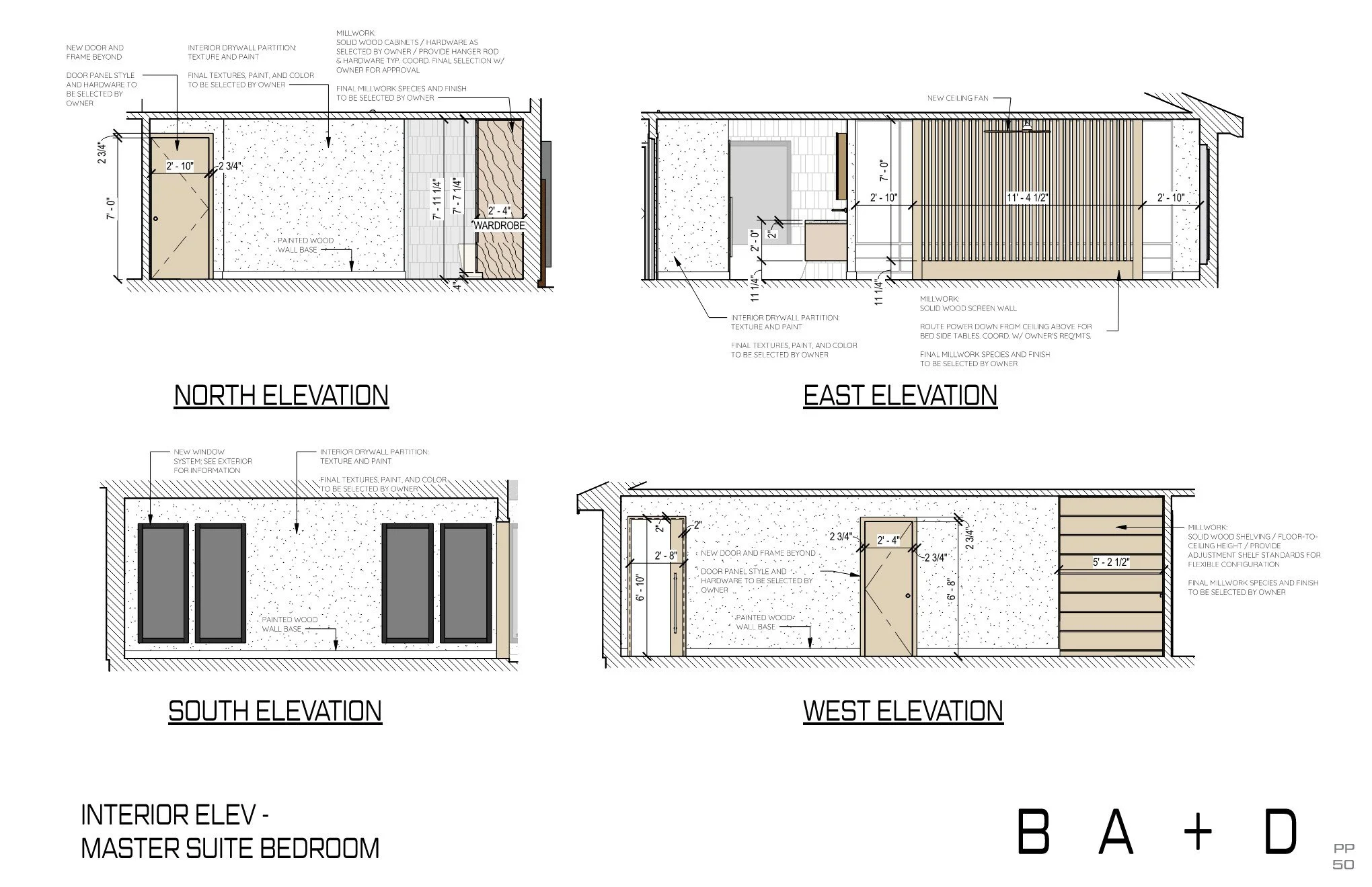 Schematic Design Master Suite Interior Elevations