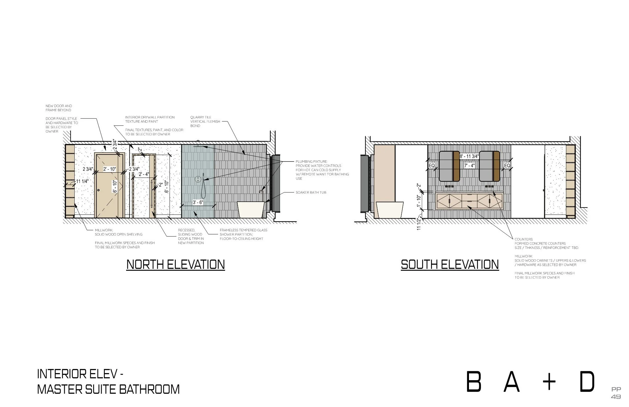 Schematic Design Master Bath Interior Elevations