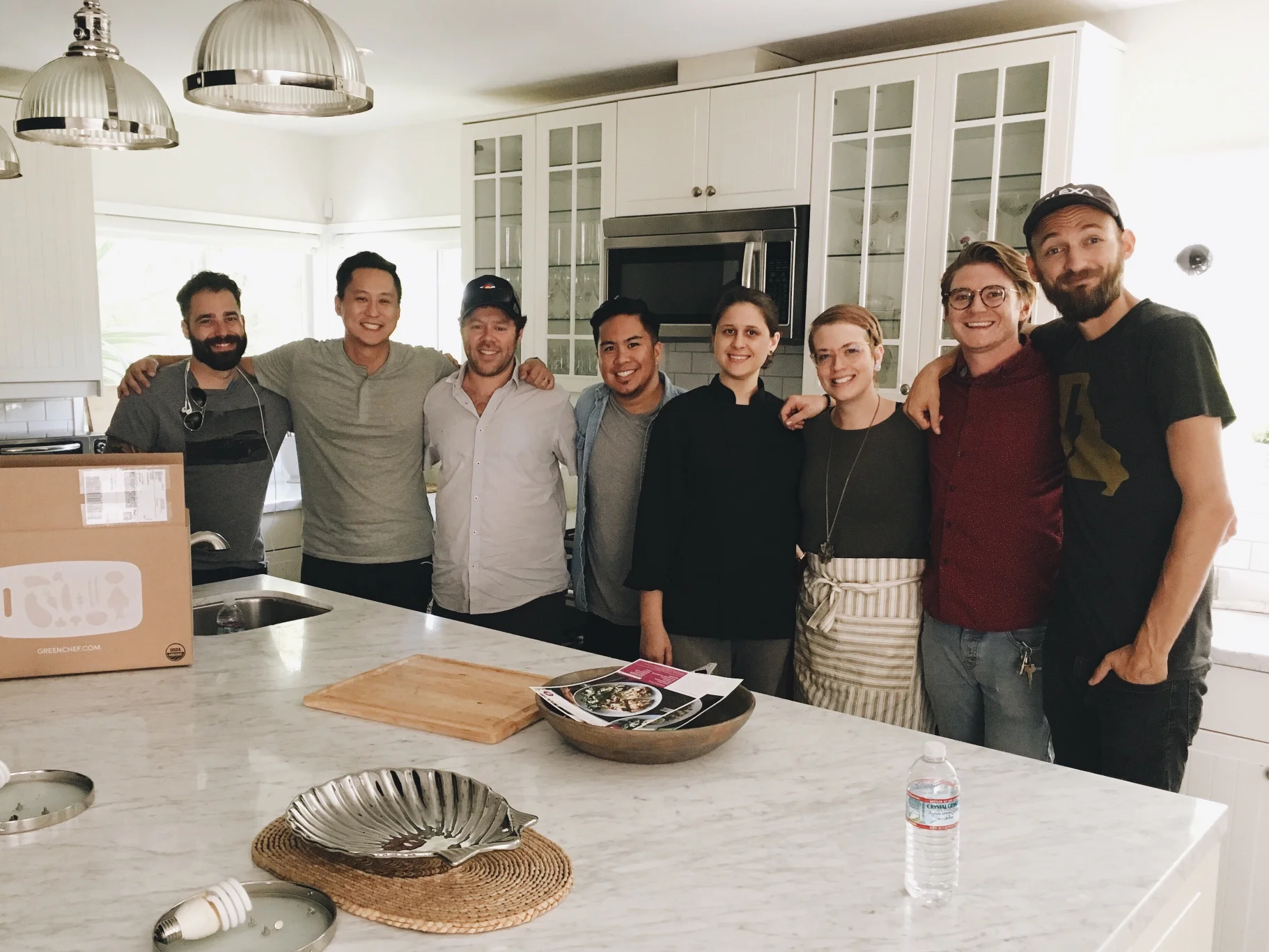 Pictured (left to right): David Gielan (Director), Phil Shen (GC, Content), Michael Joseph (GC, CEO), Mike V , Dana Murrell (GC, Executive Chef), Sara Heilman (GC, Chef), Matt Marenyi (Producer), Jack Caswell (DP)