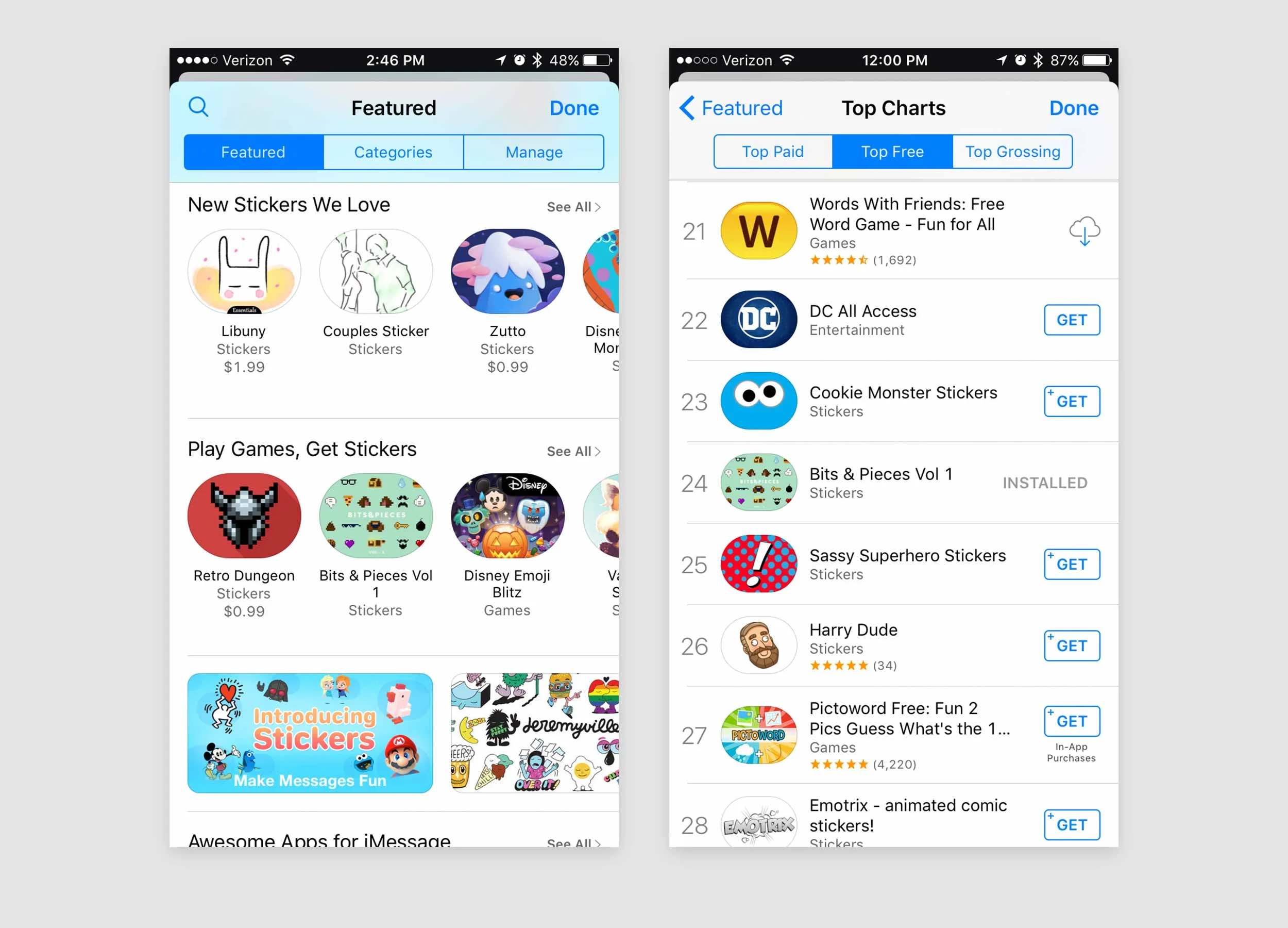 Featured in a Games themed section on the home page, my sticker pack climbed it's way up into the top 25 charts.