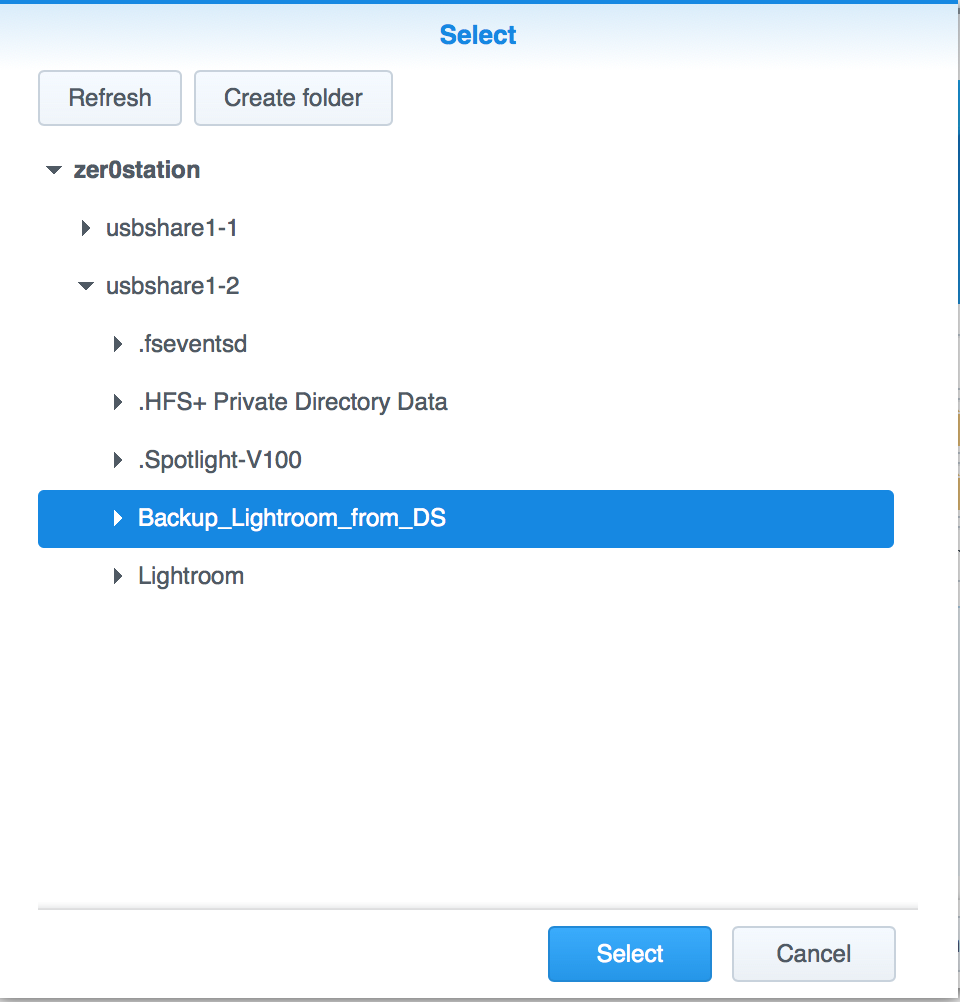 Select a destination folder