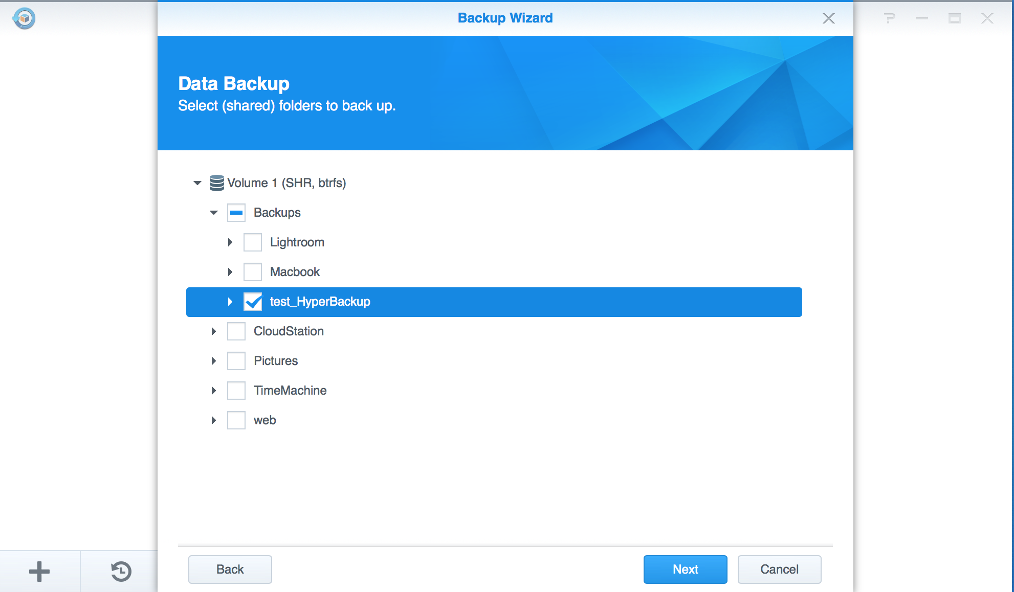 Choose your folders for backup