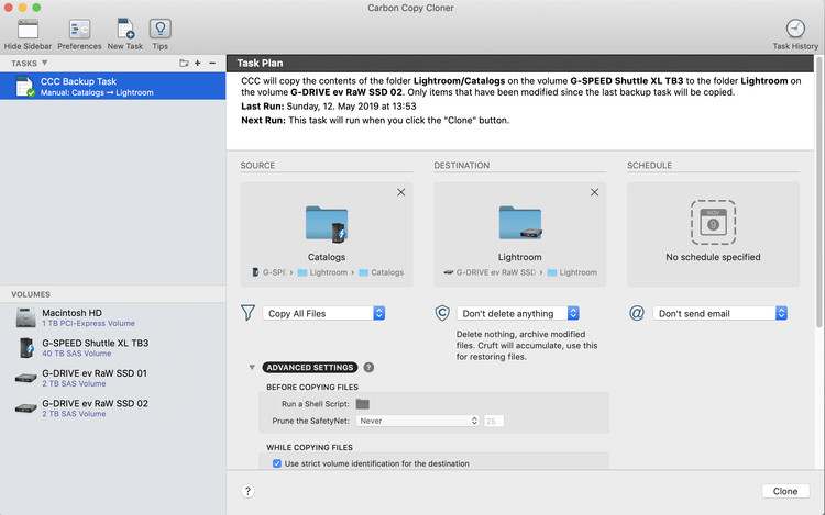 Carbon Copy Cloner User Interface