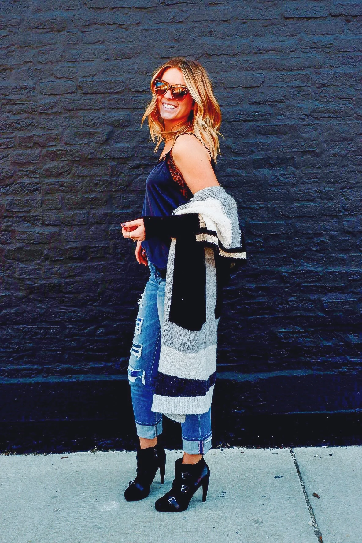 distressed jean (#sale), lace cami
