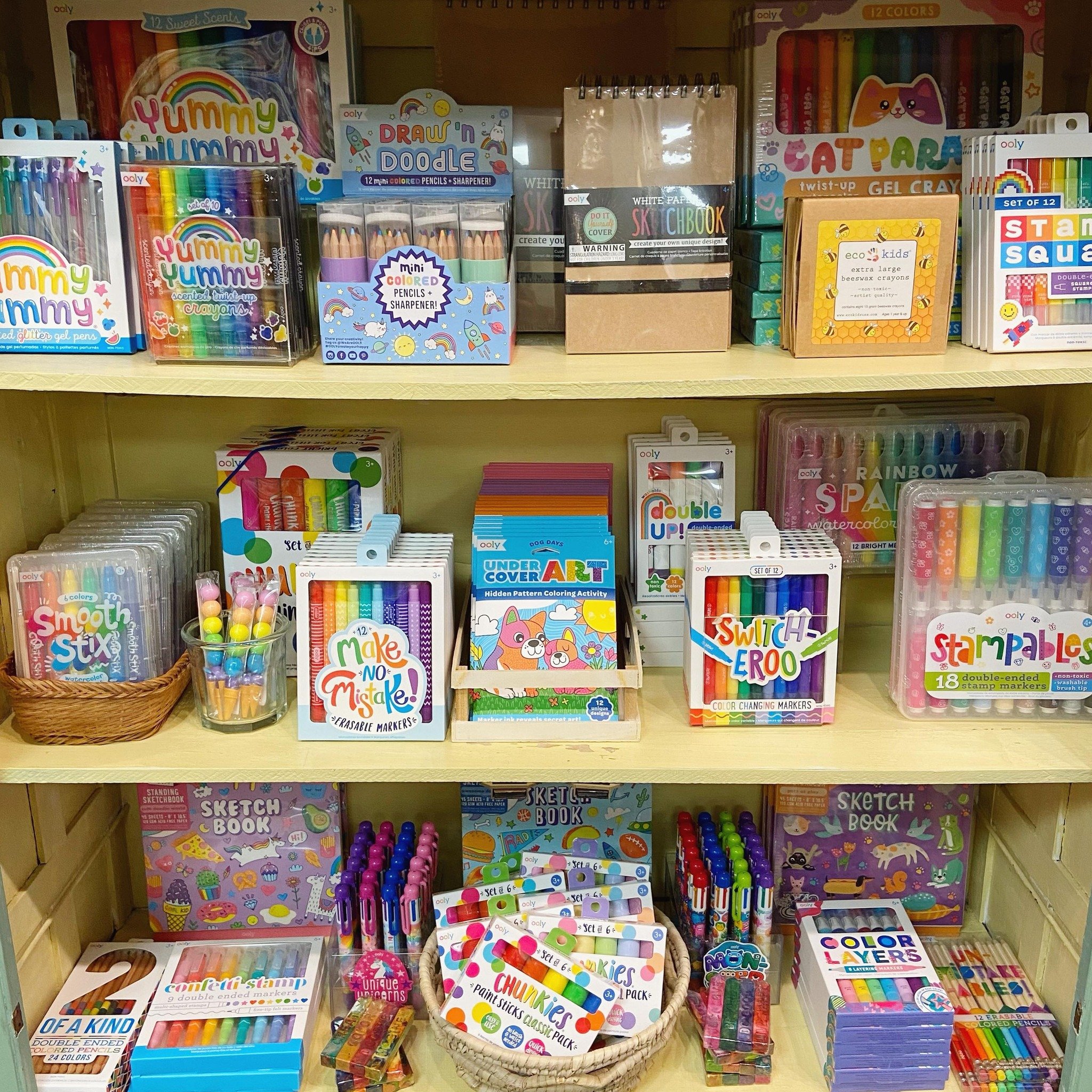 Our favorite tools for your budding artists! We just restocked some of our awesome @weareooly crayons, markers and more - perfect for birthday gifts and craft time! 🖍️