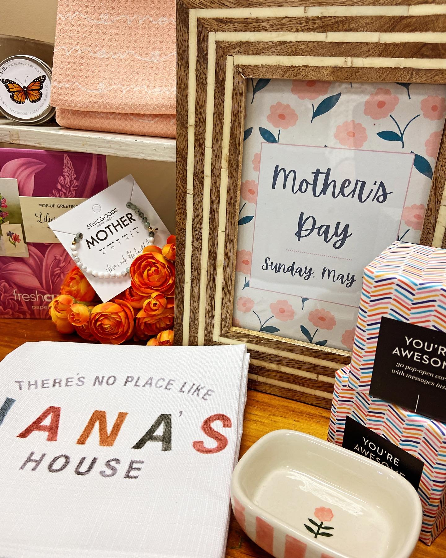 Mother&rsquo;s Day is tomorrow! We&rsquo;re open 10-6 for all those last-minute gifting needs. Come by and let us help you find the perfect gift for Mom!