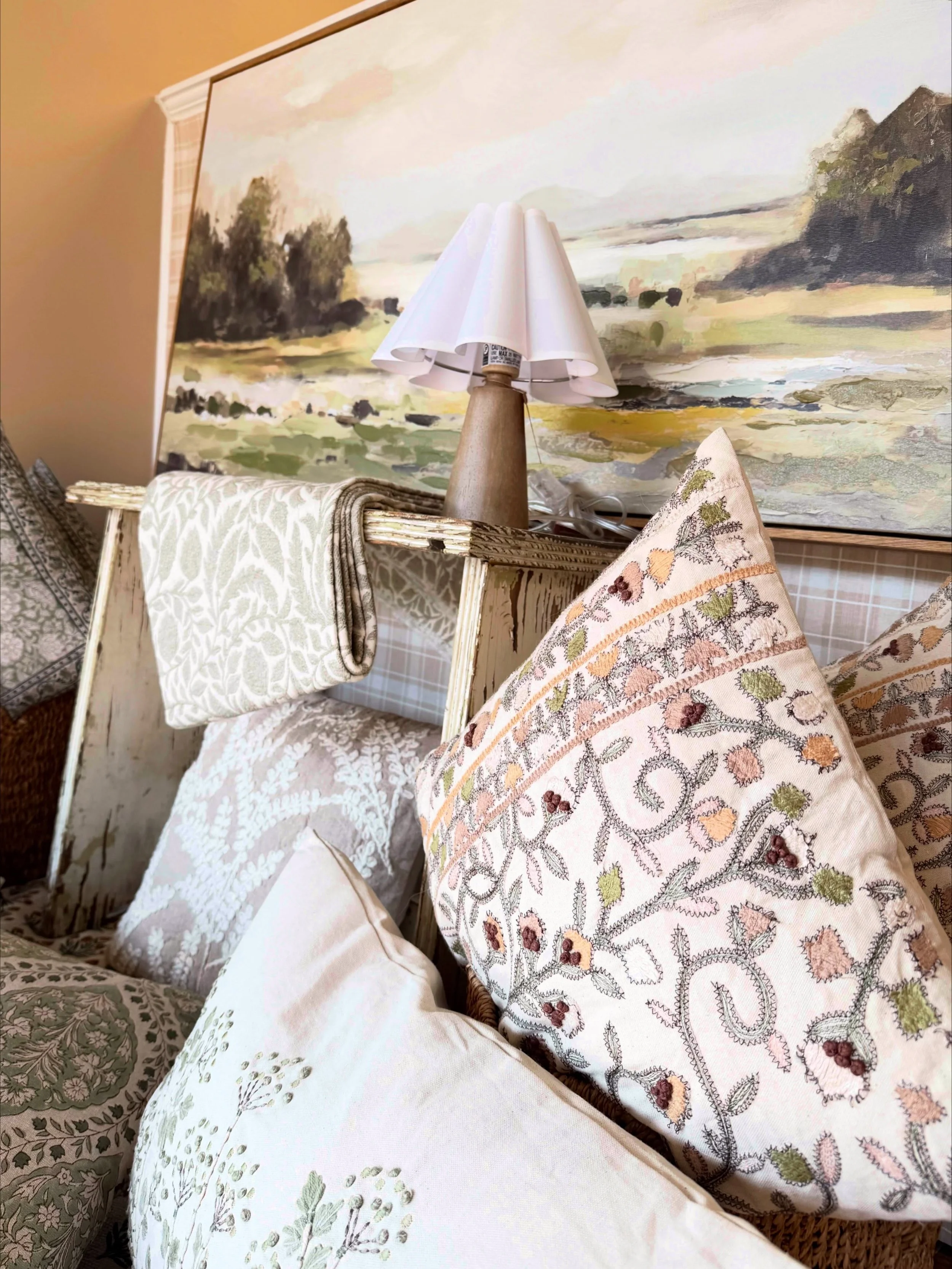 Pretty art and pillows to transform your space! We&rsquo;re open 10-6 today - come by and let us help you find the perfect pieces for your home!