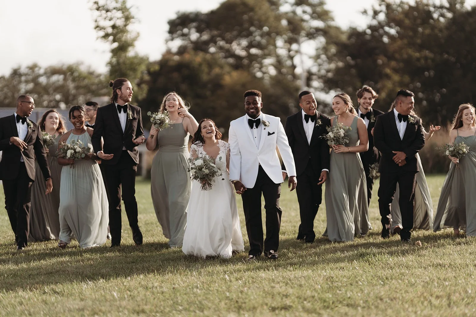 fall wedding at overlook barn sage green and white