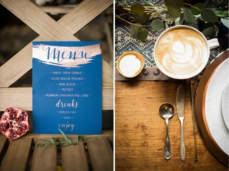 Luxury Breakfast Catering Menu and Espresso Bar Display