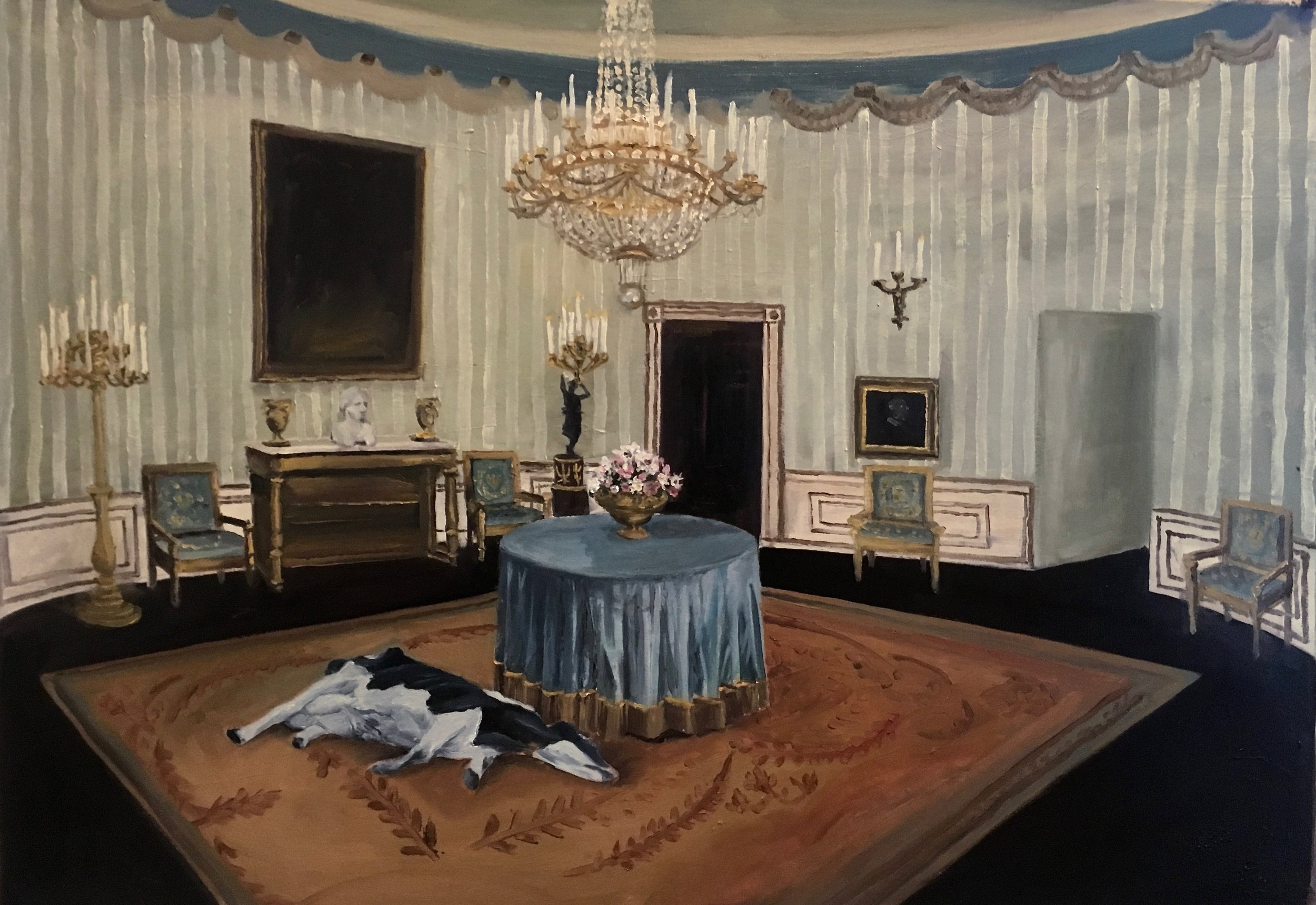 the dead blue cow oil on canvas, July 2018