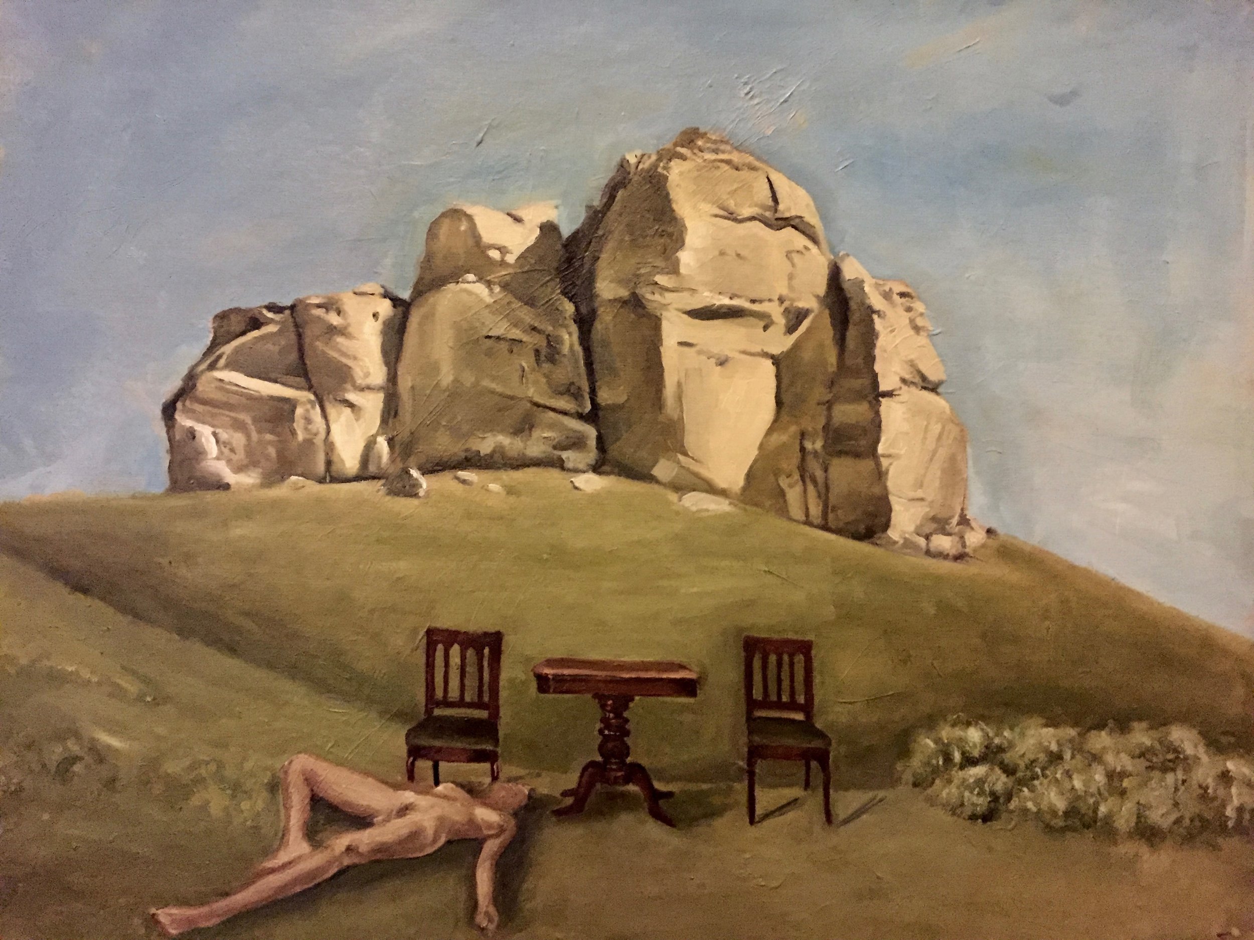 the waiting oil on wood board, 2018