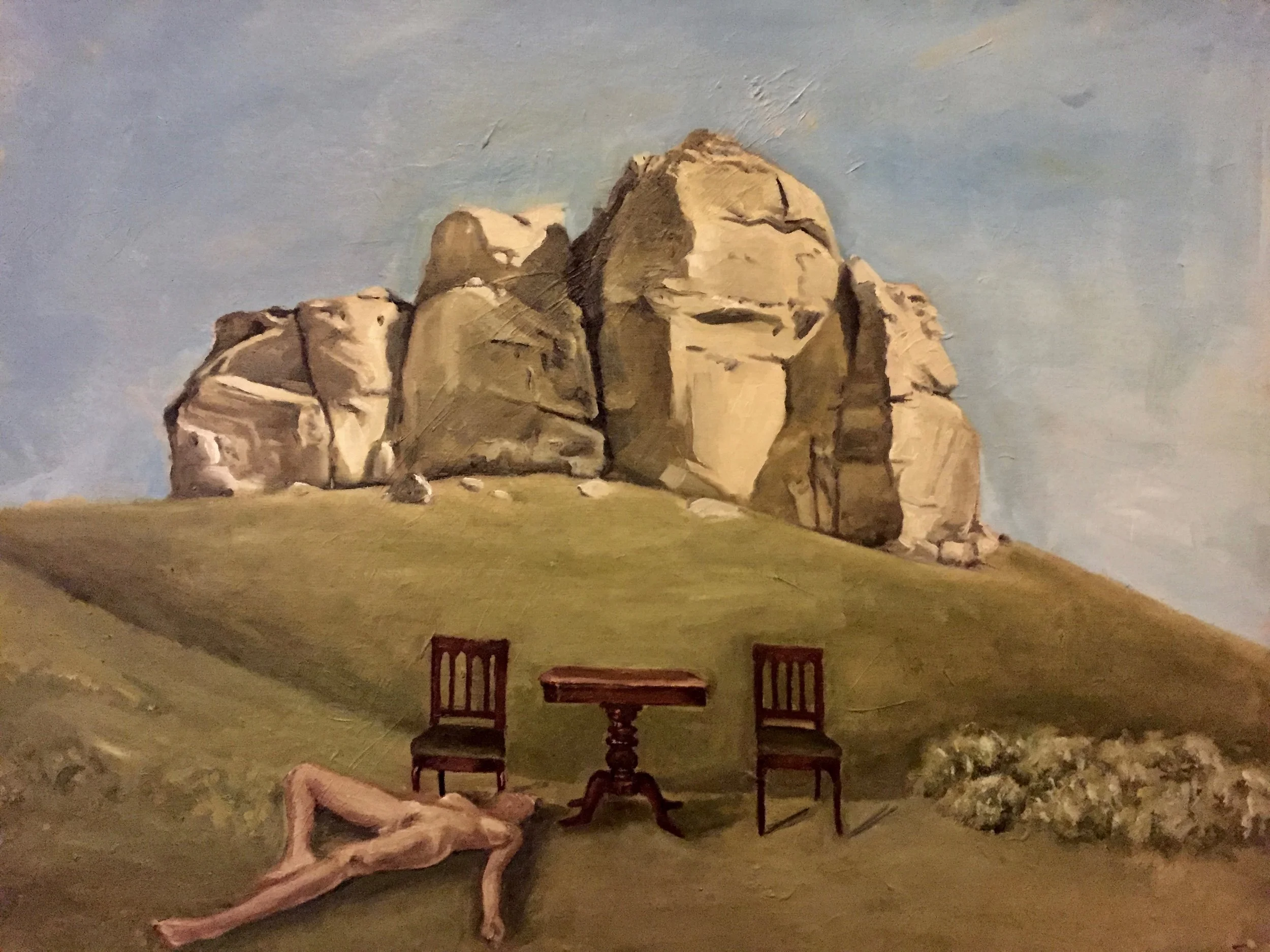 the waiting oil on wood board, 2018