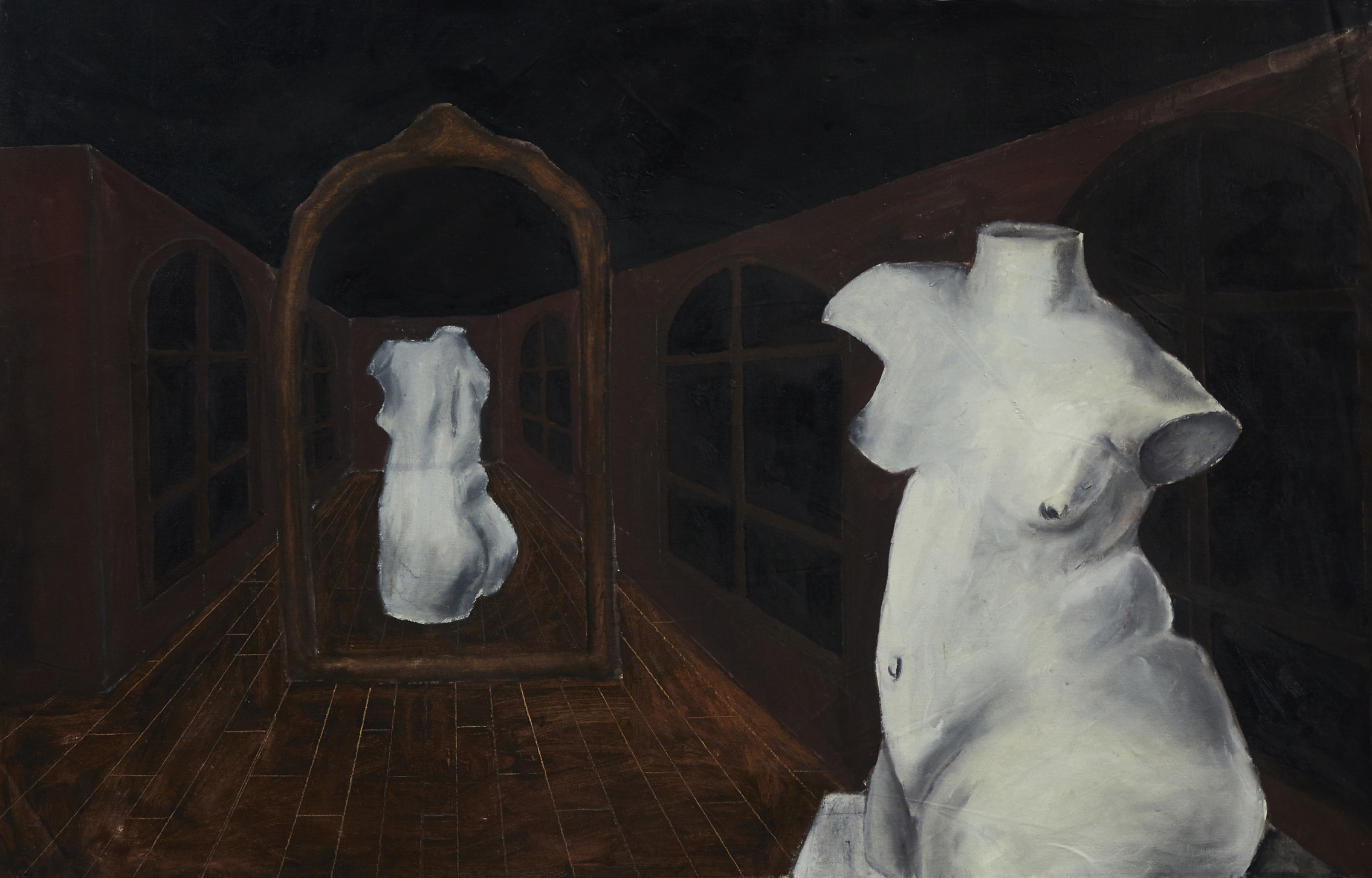 reflexive self-sabotage and an extraordinarily dark deception oil on canvas