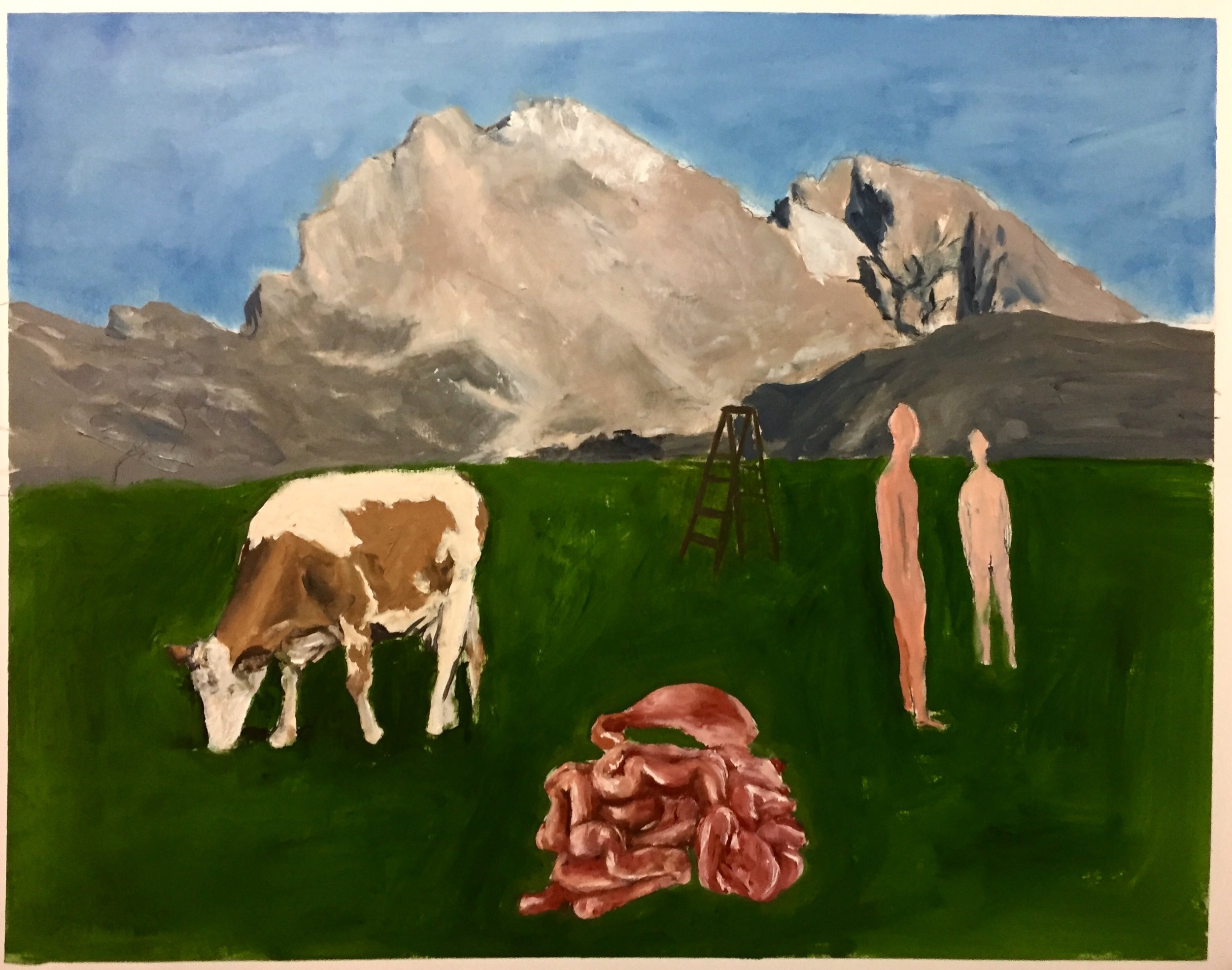 ‘always follow the rhizome by rupture’ oil on paper 2019