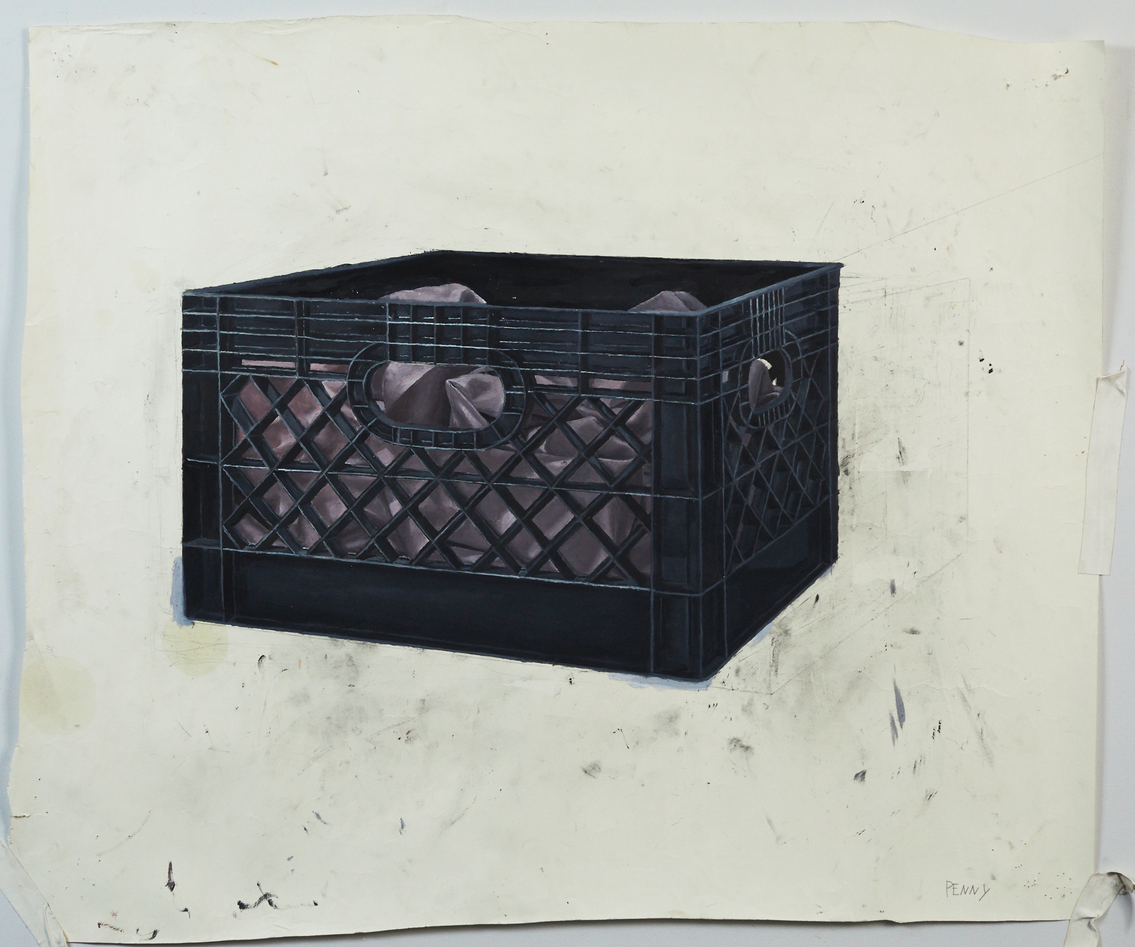 the crate oil on paper