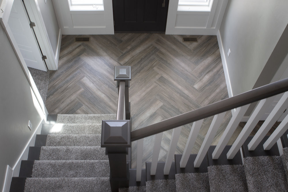 Herringbone Wood Texture Tile Floor, Tile Entryway With Wood Floor