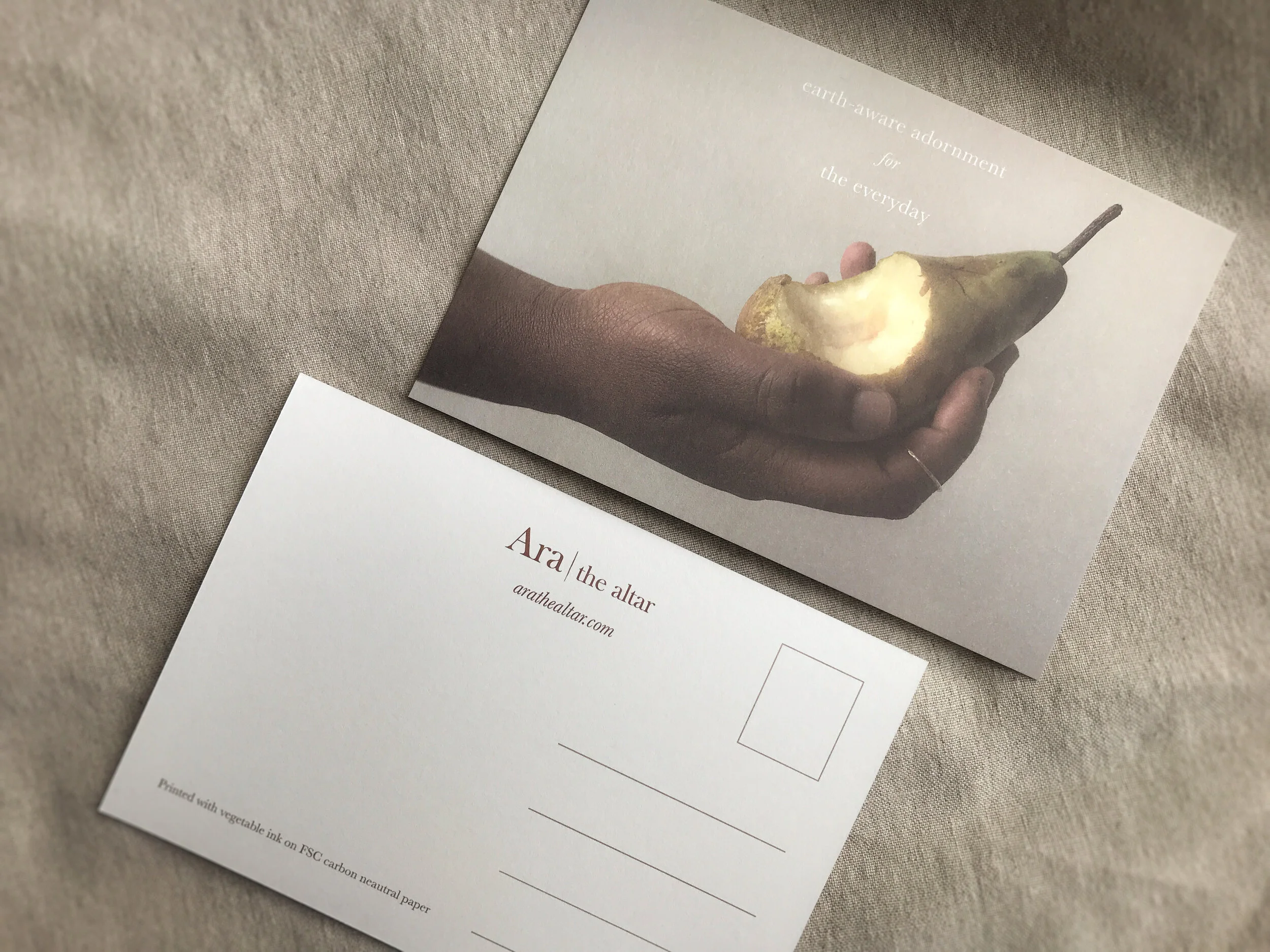 Ara’s new postcards, printed on carbon neutral paper made in the Lake District