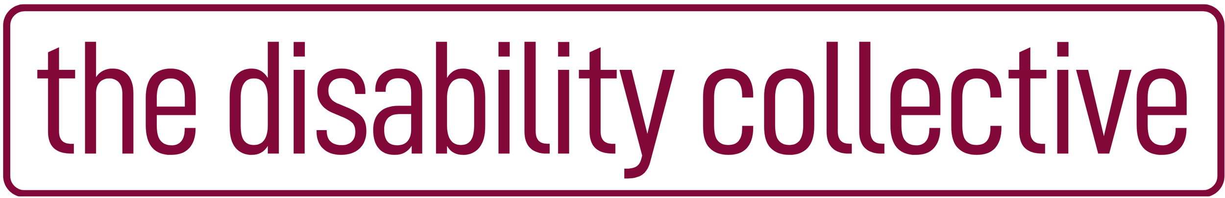 Maroon text reads: The Disability Collective