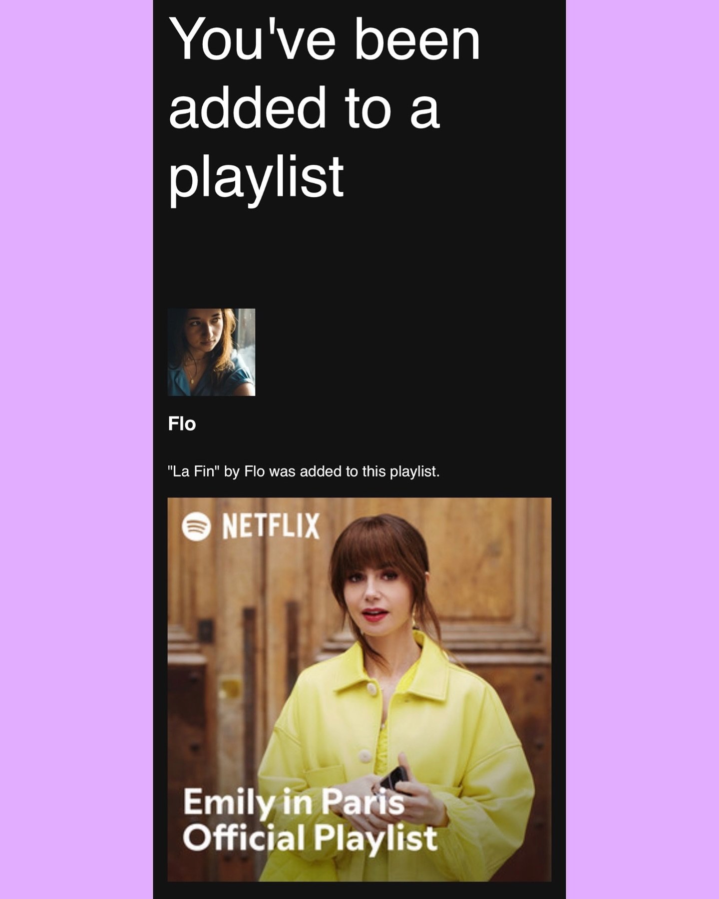 Something cool happened 👀👗💄🎀👛🇫🇷&thinsp;&thinsp;
&thinsp;&thinsp;
Worked on a track for @thewrecktheory back in 2021, and today it finds itself in Episode 5 of the latest @emilyinparis Season 4, in love! Thank you Netflix, thank you Spotify. Le