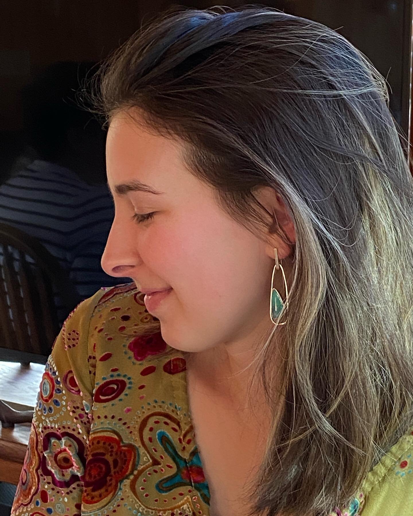 Gorgeous Lydia was gifted these earrings by her parents for a special birthday. Always feels great when my work is so loved. This is an especially wonderful feeling for me as I&rsquo;ve known her parents nearly forever 😁&hellip;such wonderful people