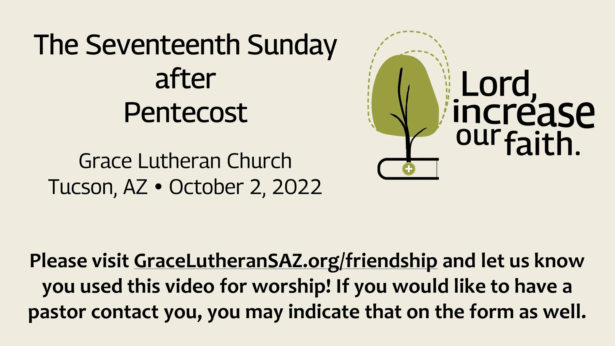 10/2 - The Seventeenth Sunday After Pentecost