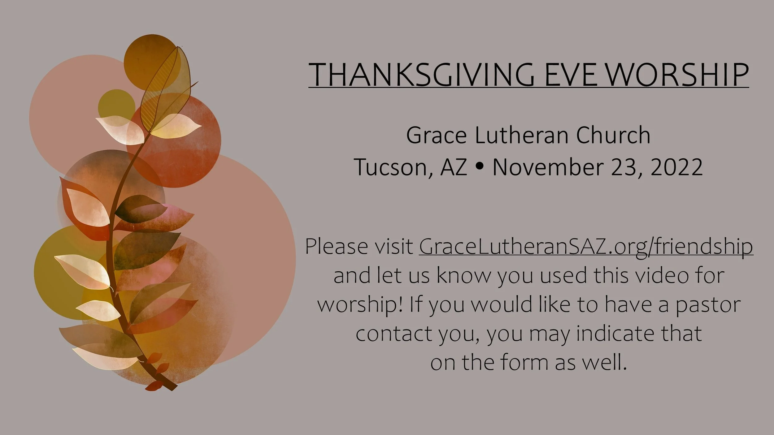 11/23 - 7pm Thanksgiving Eve Worship