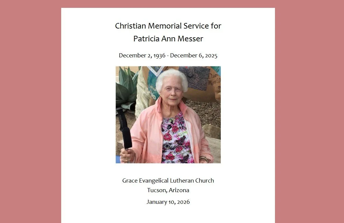 1/10 - 11am Memorial Service for Patricia Ann Messer
