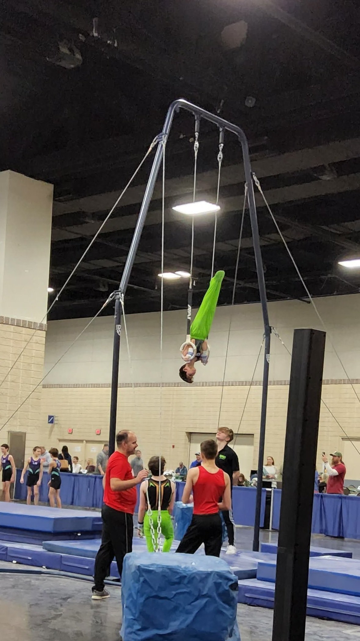 A male gymnast on rings