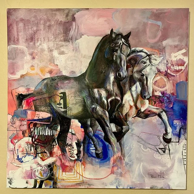 Look what is up on my living room wall! It’s a ,”DAFNI MILAN” @dafnimilan #love #art #artist #oilpainting #horses #abstractart #abstract #contemporaryart