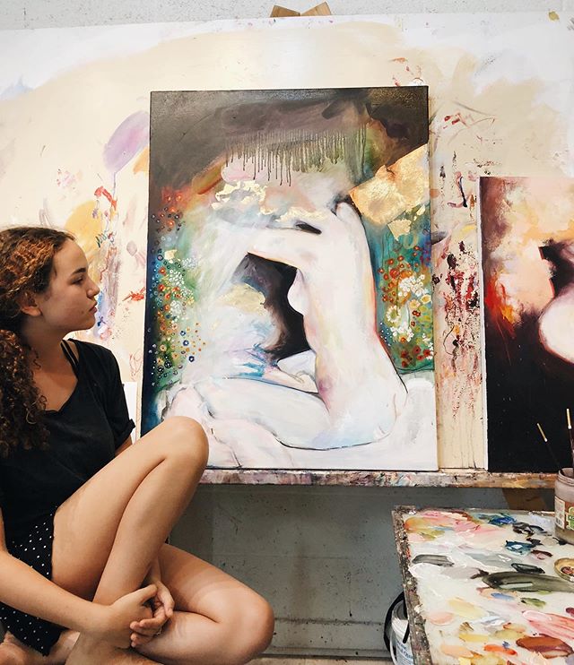 Beautiful original with a beautiful caption by @daliamilan 🌱
“The very start of ‘Eden’
This was the start of a whole new world I discovered.
Inspired by Gustav Klimt, I tried out this idea of adding all of these little tiny designs and little flowers. It all happened really spontaneous in the moment of painting. I was adding a lot of color and realizing that this particular nude model reminded me a lot of Klimt’s paintings.
Everything flowed so well and in the end I was really happy with how it turned out. I felt that I found my voice even further in my art. And I want people to know that this was a good lesson to learn in general about art and life.
We never arrive.
Nothing is ever going to be just perfect. You are constantly evolving and pushing yourself to be greater every moment.”