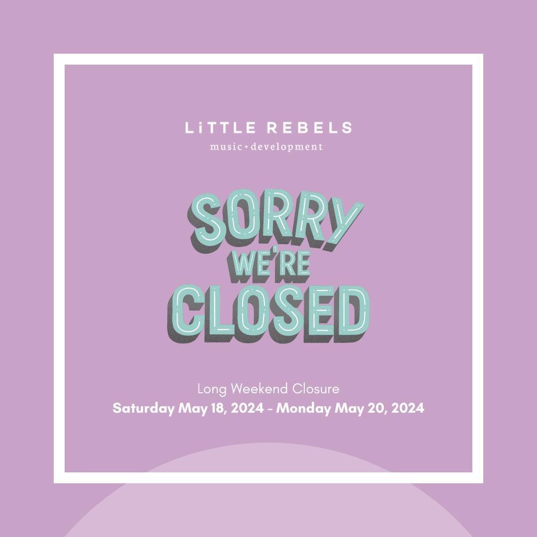 🚨Weekend Closure Alert! 🚨⁠
⁠
Little Rebels will be closed for the May Long Weekend, May 18th - May 20th ☀️⁠
⁠
During this time, no classes will be running (in-person or virtual) and emails/inquiries will not be monitored as our team is taking the w