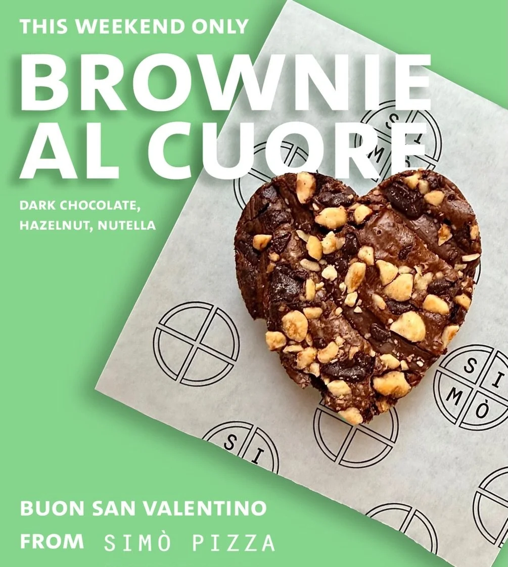 Spreading love&hellip; the SIM&Ograve; way! 

Try our brand new Gianduja Brownie, shaped like &lsquo;un cuore&rsquo; 💌 THIS WEEKEND ONLY

Buon San Valentino! 💚

#simopizza #90secondstonapoli #pizzerianapoletana #brownielovers #valentinesday