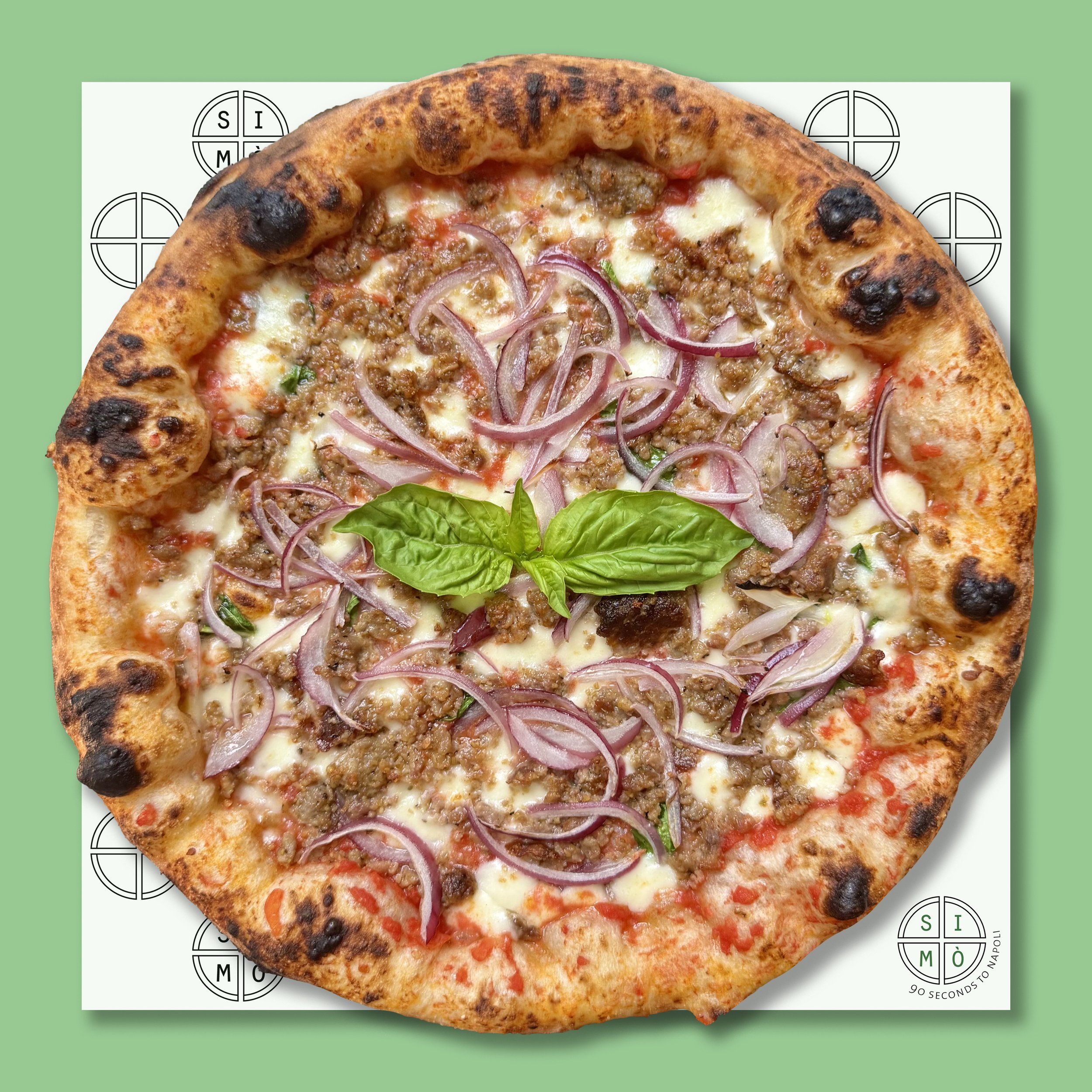 SIMÒ SAUSAGE & ONION
$16.50
– san marzano tomato, mozzarella, sweet Italian sausage, red onion, extra virgin olive oil, basil