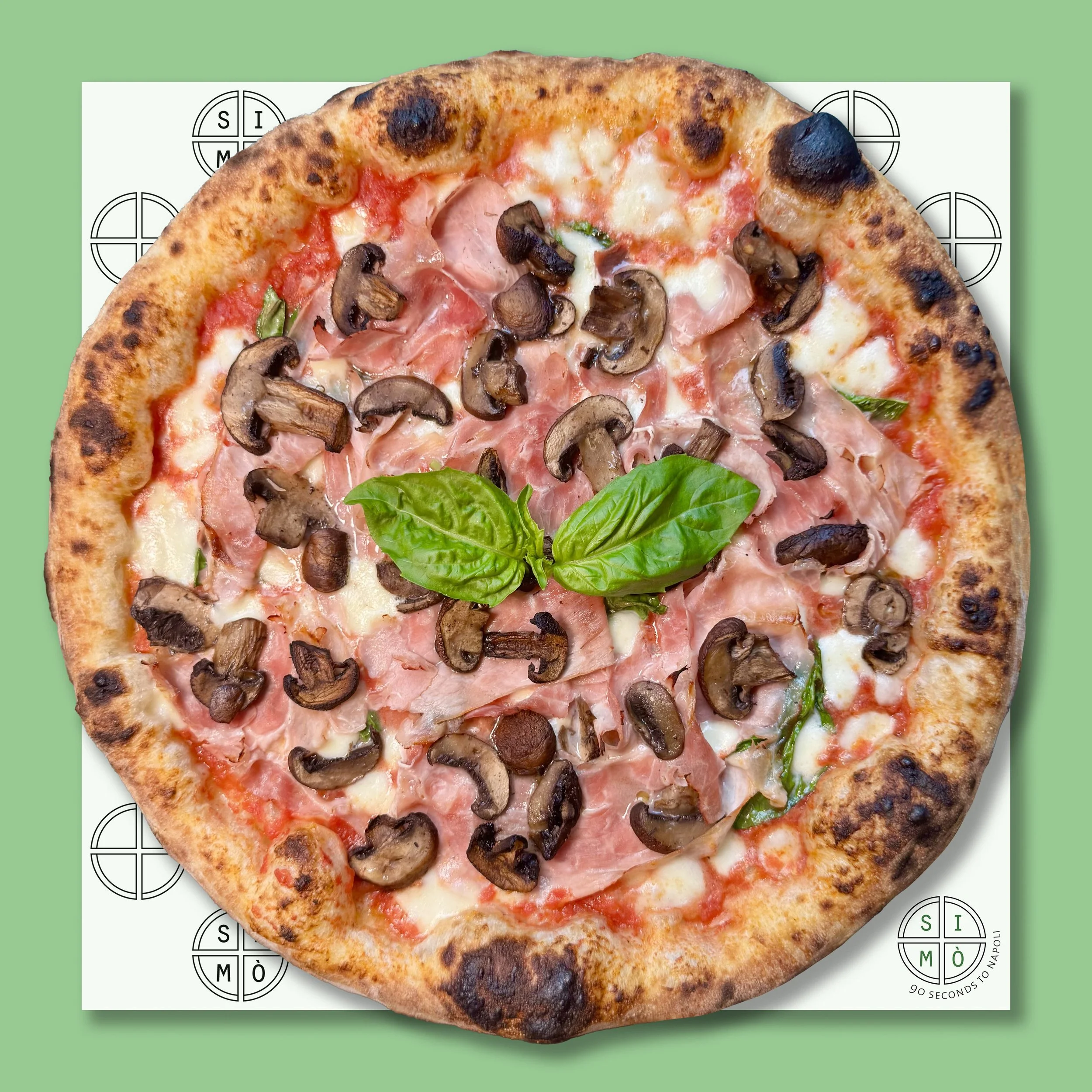 italian ham & funghi
$16.50
– san marzano tomato, mozzarella, prosciutto cotto Rovagnati, mushrooms, extra virgin olive oil, basil
