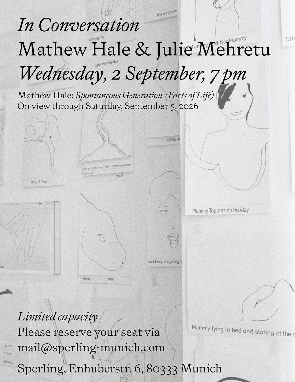 Join Mathew Hale for a conversation with Julie Mehretu at Sperling, Munich!