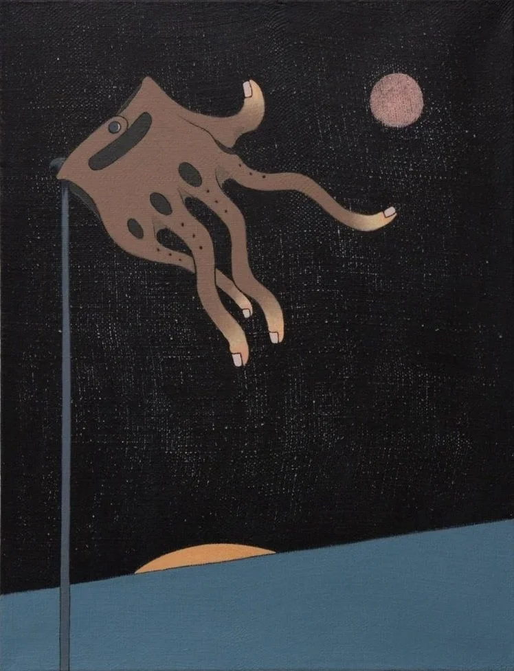 Radius of influence, 2018, acrylic on burlap, 34” x 26” 