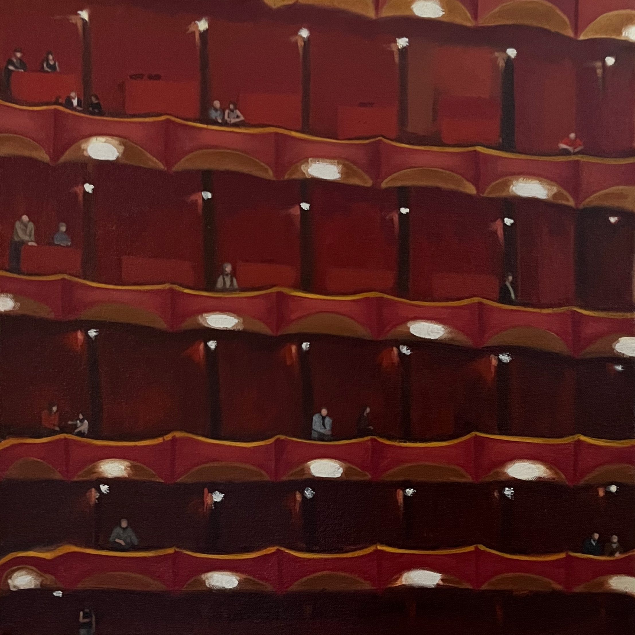 File In, 2025, oil on canvas, 16" x 16"