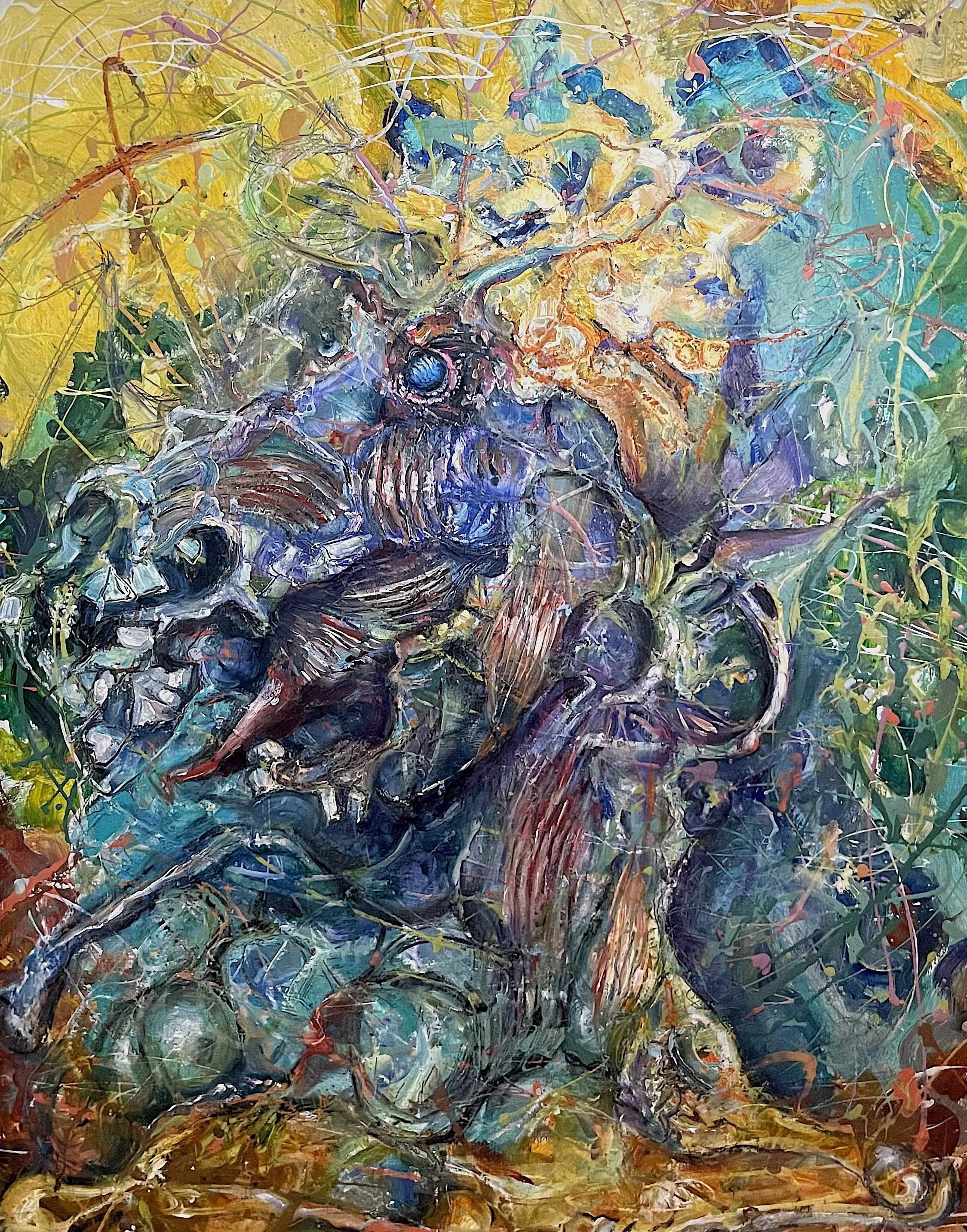   Rocinante flayed (2019)  Oil on canvas  32” x 26”   $2700   