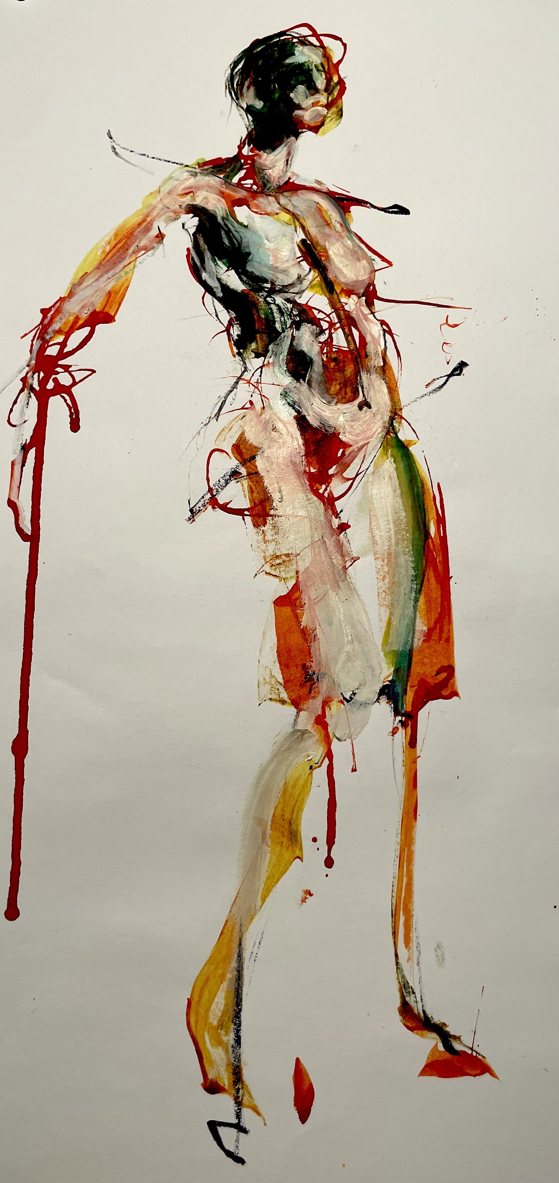   Torero (2023)  Watercolor ink and acrylic on paper 10” X 24”   $275   