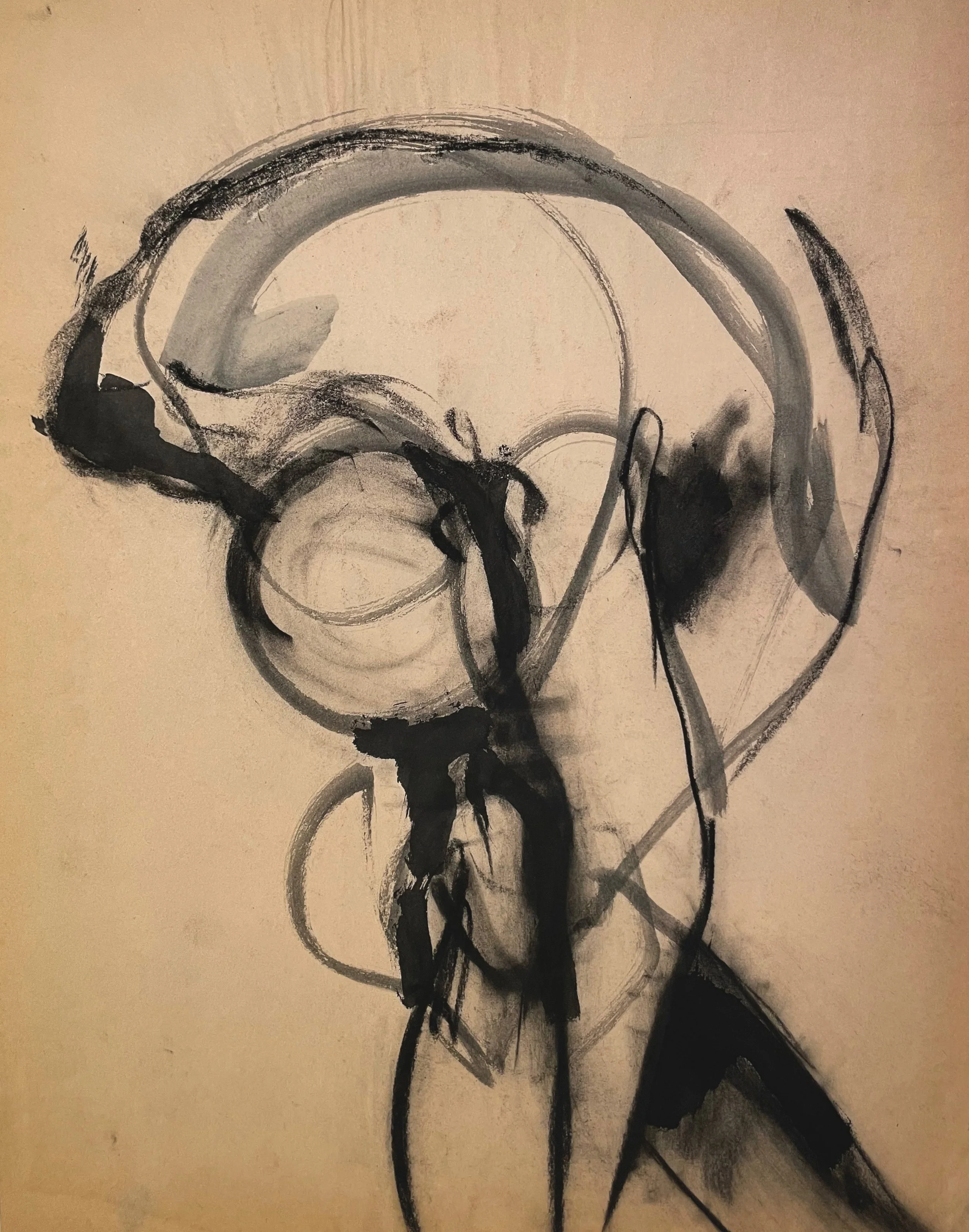   “Honest gesture” (1993)  Calligraphic ink and charcoal on newsprint 24" x 18"   $350   