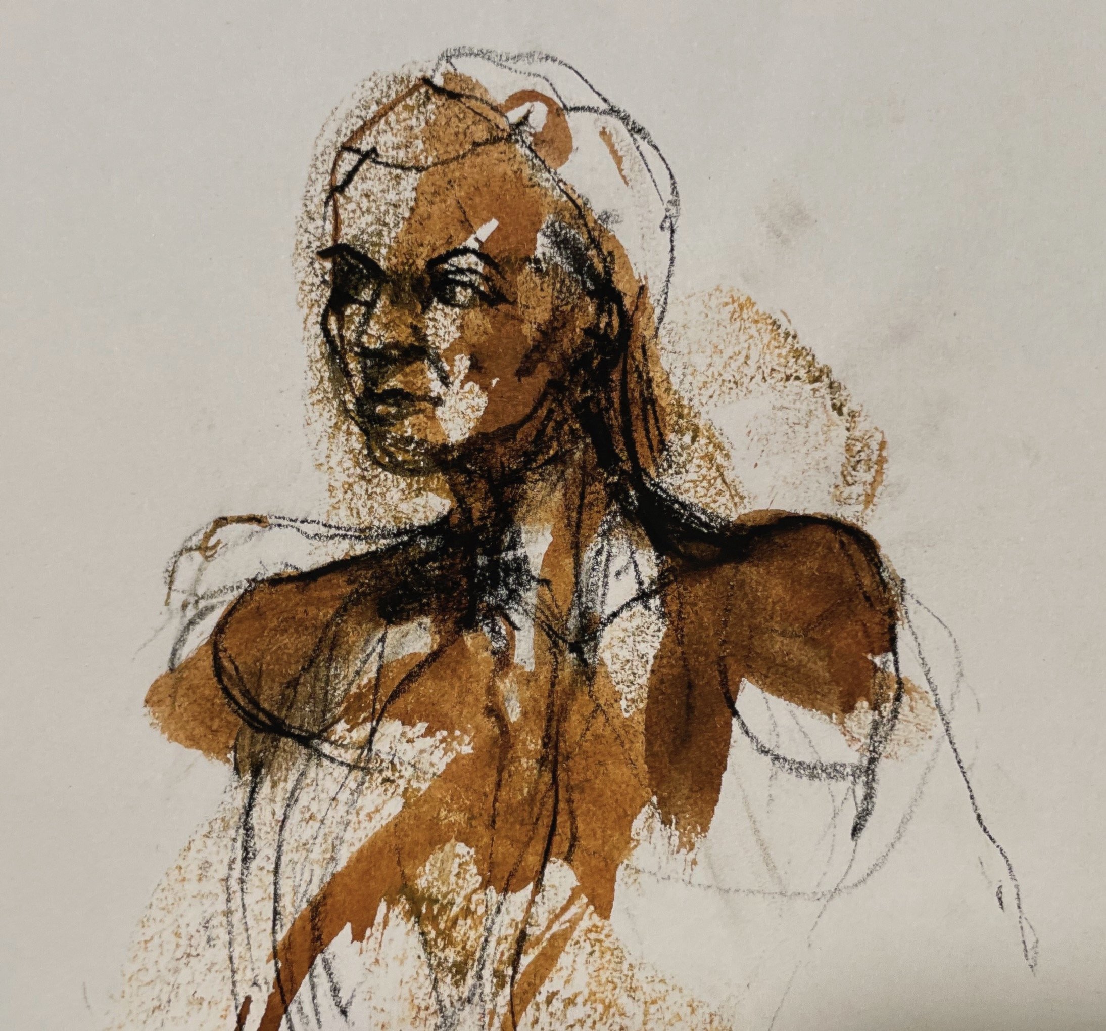 Live portrait (2006) Watercolor ink and charcoal on paper 16” x 14”