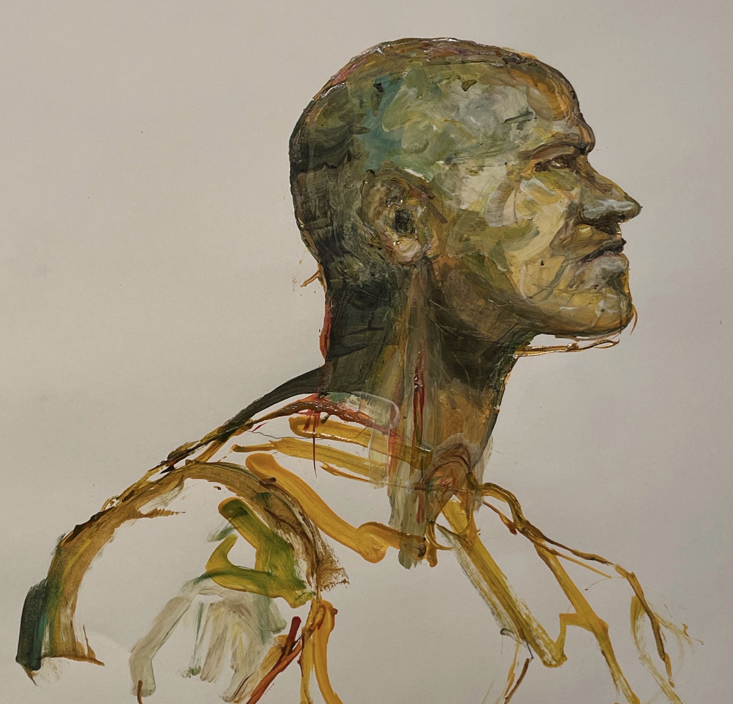Live portrait (2023) Acrylic, watercolor ink and pastel on paper1 16” x 18”